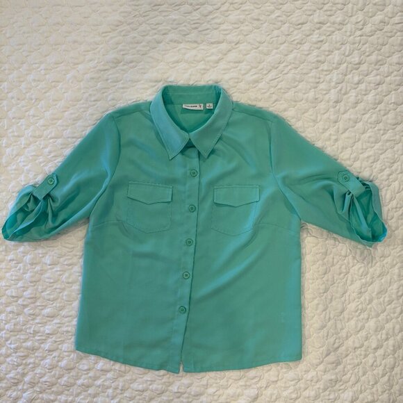 Susan Graver Teal Polyester Top Size‎ Small - Picture 1 of 9